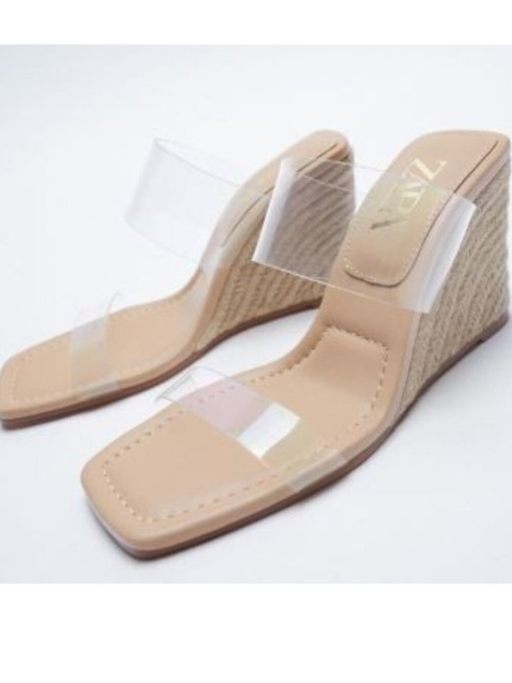 Zara Wedge Espadrills 9-10  Clear And Nude Wedges Beige Summer Citywear